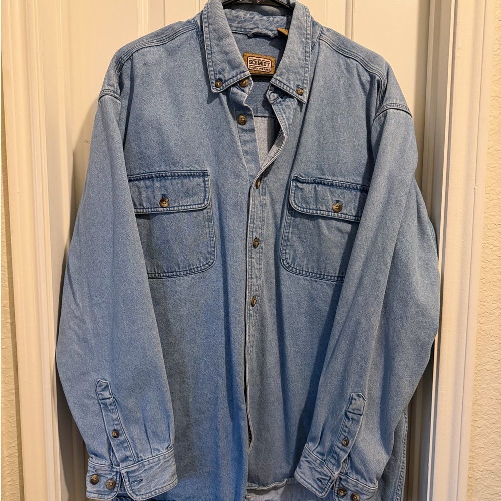 Men's Casual Blue Denim Button Down Shirt